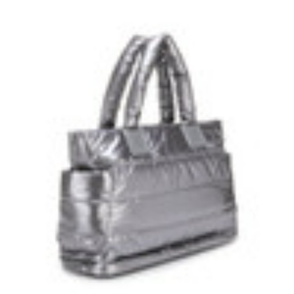 NWT CIPU 7 PIECE PUFFER PARENT BAG IN DARK SILVER & PINK INTERIOR.  OS - Picture 6 of 9